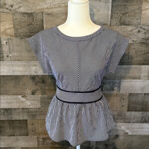 Monteau Peplum Striped Top Size M